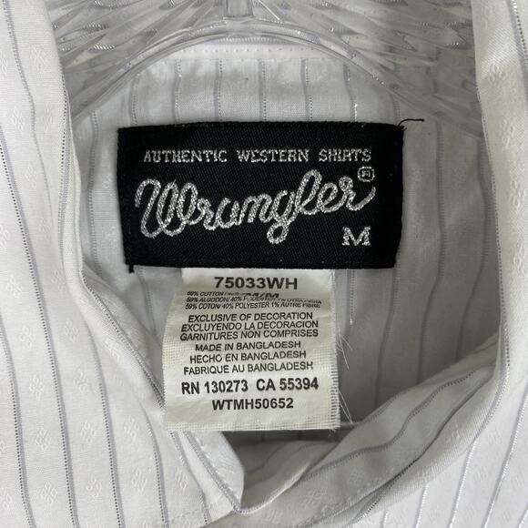 Vintage Wrangler Pearl Snap Short Sleeve Button Up White Embroidered Metallic - Picture 3 of 13
